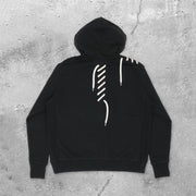 Lace-up perforated fashionable street hoodie