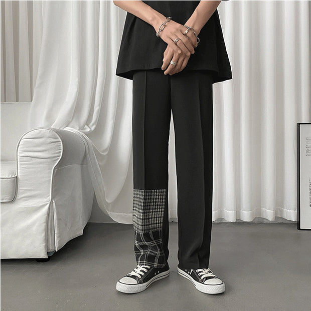 Plaid loose trend drape straight-leg casual pants