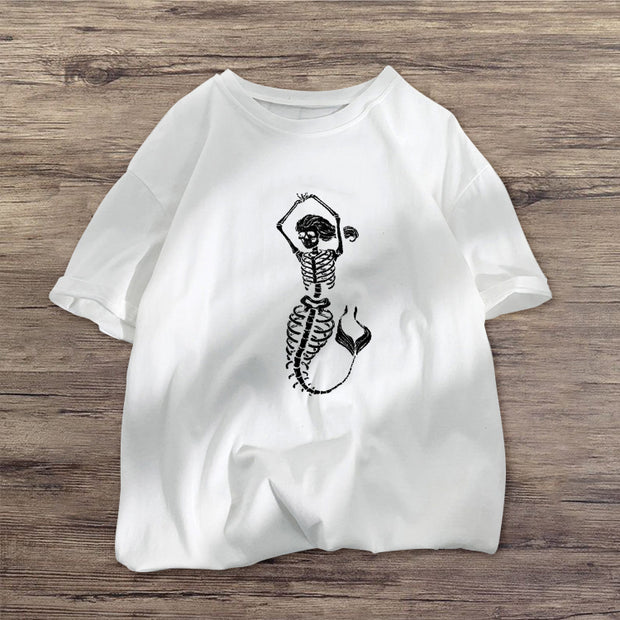 Skull print round neck short-sleeved T-shirt