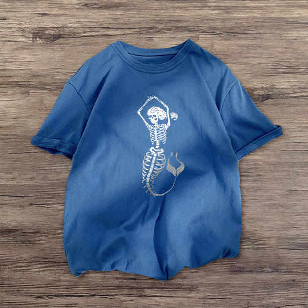 Skull print round neck short-sleeved T-shirt