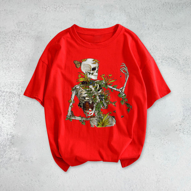 Skull Funny Print Short Sleeve T-shirt