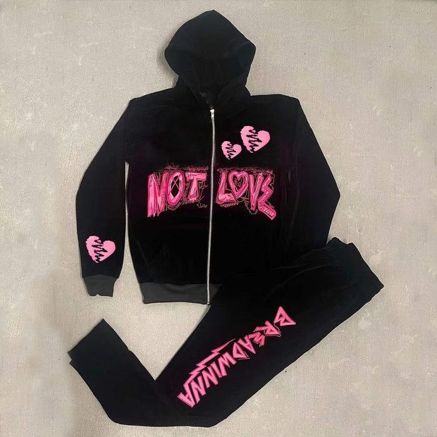No love casual street home sports zipper suit
