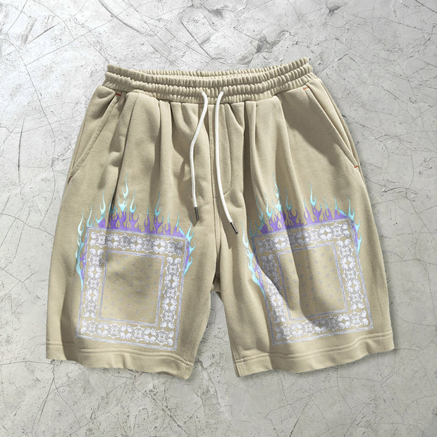 Fashion cashew flower print casual sports shorts