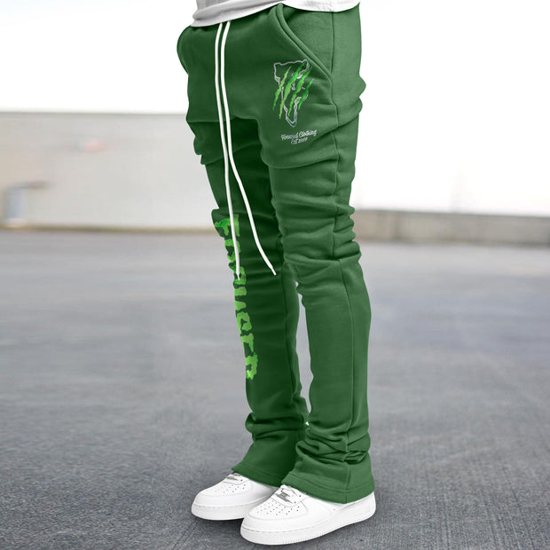Retro Green Street Style Micro Flared Trousers