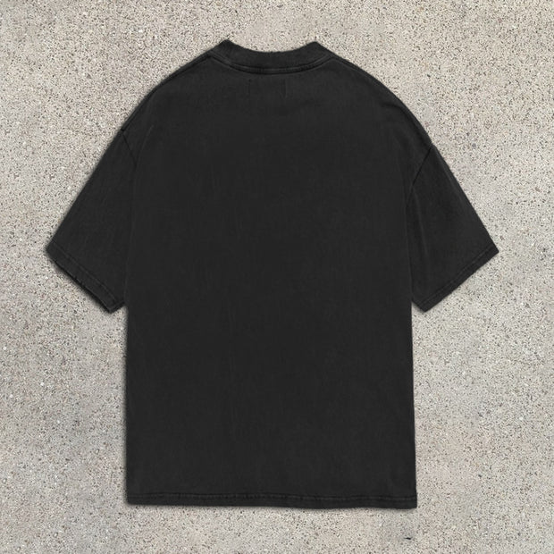 Skull Tank Print Short Sleeve T-Shirt