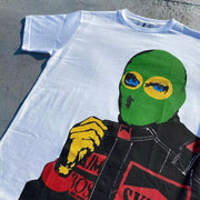 Green mask casual street T-shirt