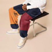 Autumn and winter fashion contrast color fleece men's casual trousers