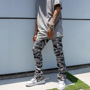Hip-Hop Punk Trousers With Vintage Texture Print