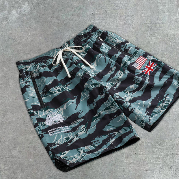 Fashionable personality tiger camouflage shorts