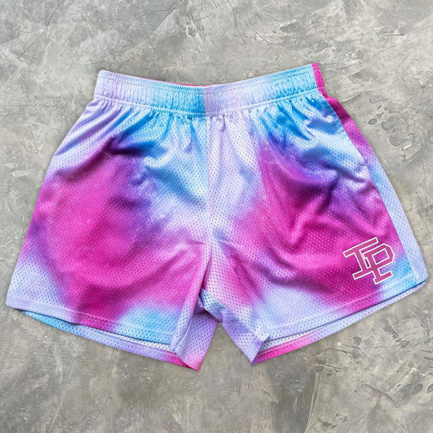 Personalized tie-dye mesh track shorts