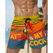 lLook printed drawstring elastic waist beach shorts men