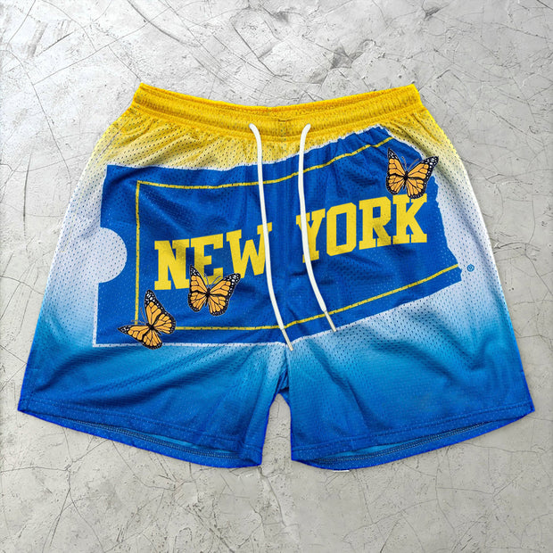 Gradient Butterfly New York Fashion Mesh Shorts
