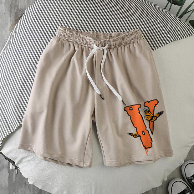 Personalized street butterfly print shorts