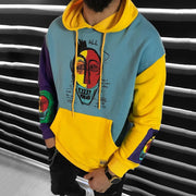 Casual contrast color round neck hoodie