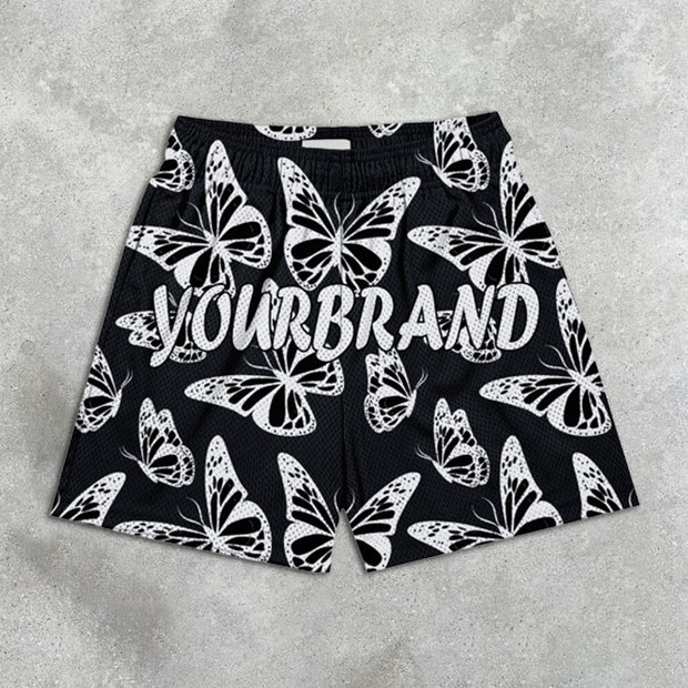 Butterfly Print Elastic Shorts