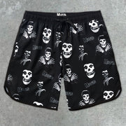 Sleek Skull Print Shorts