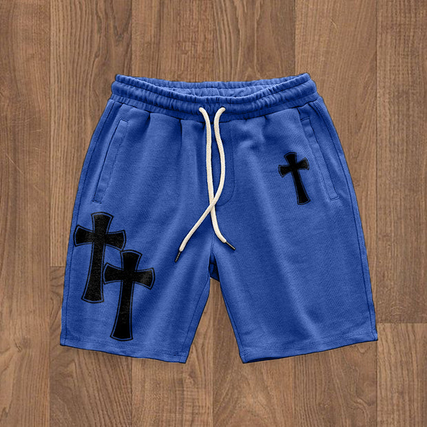 Vintage cross-print street shorts