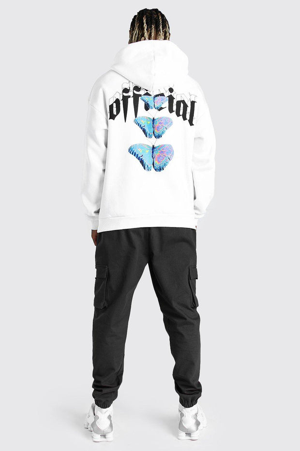 Men's fashion butterfly printed hoodied sweatshirt