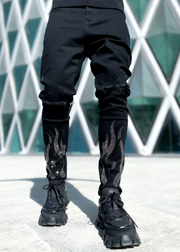 Personalized street style ripped hole patch trousers
