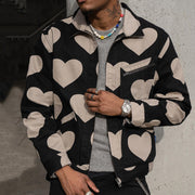 Casual sex heart print lapel jacket