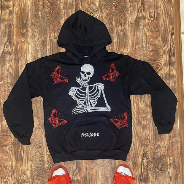 Personalized casual street style skull print sweatshirt