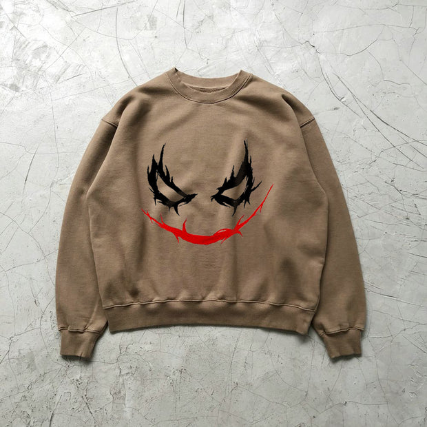 Street style funny expression print casual pullover