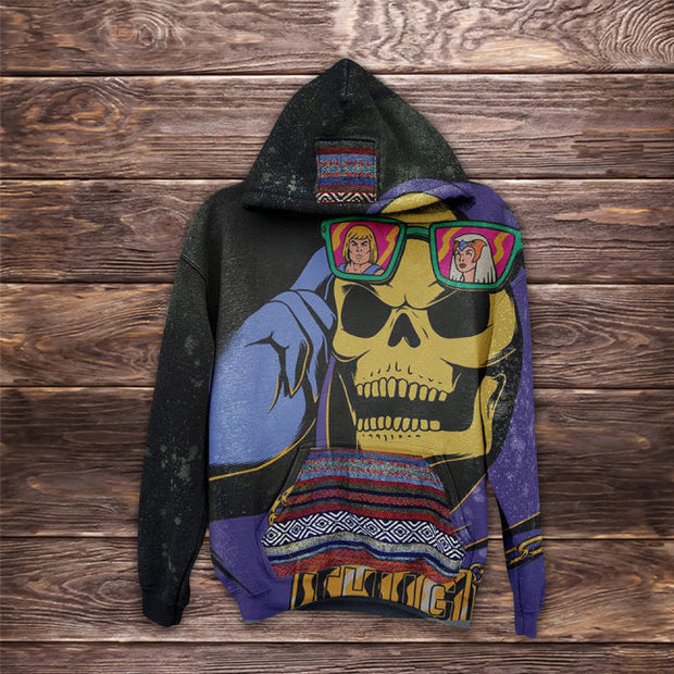 Retro trend skull art hoodie