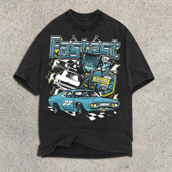 Skull Racing Print Short Sleeve T-Shirt