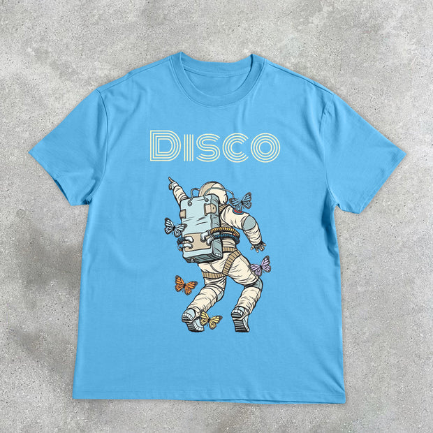 astronaut disco vintage print short sleeve T-shirt