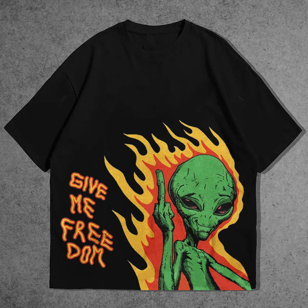 Give Me Free Dom Print Short Sleeve T-Shirt