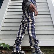 Casual printed plaid street trousers