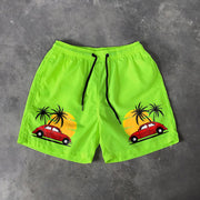 Hawaiian coconut car print swim shorts