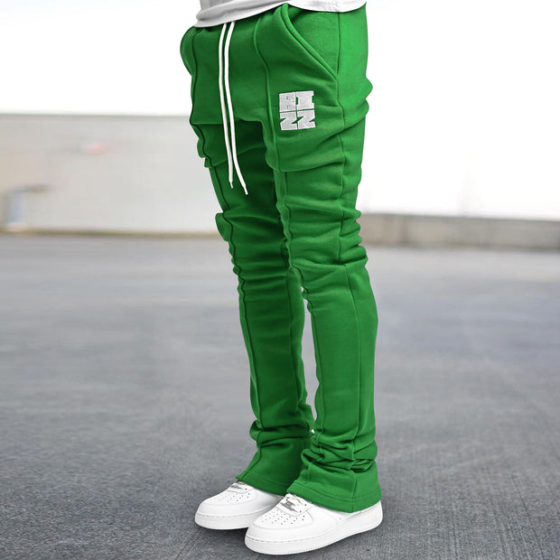Fashion Green Casual Vintage Print Trousers