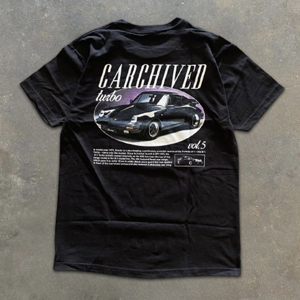 Vintage Car Graphic Print Short Sleeve T-Shirt