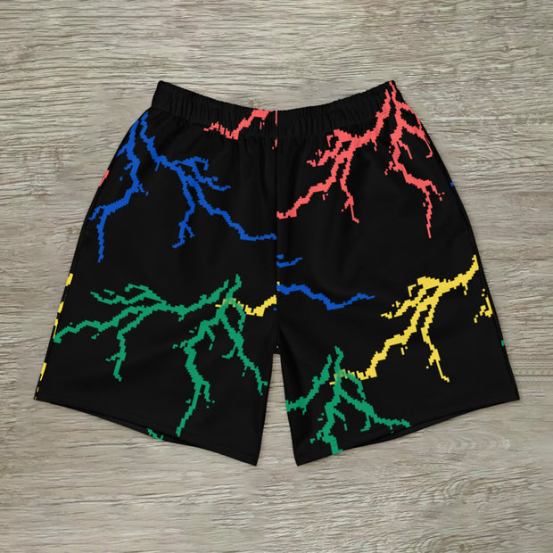 Street style personality lightning print casual shorts