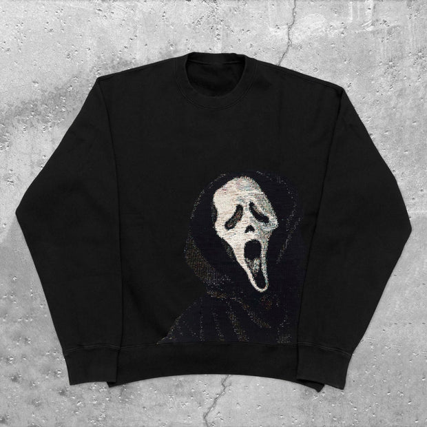 Fashion Skull Print Retro Round Neck Long Sleeve Sweatshirt