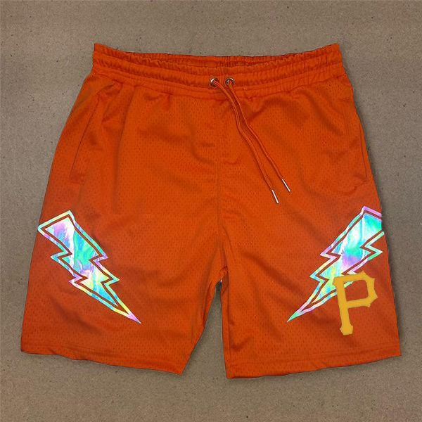 Personalized lightning print sports shorts