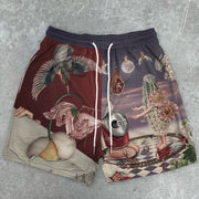 Trend Art Print Vintage Casual Shorts