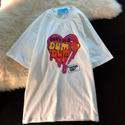Glossy hip-hop layered peach heart short-sleeved t-shirt