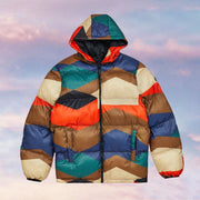 Graphic Contrast Print Zip-Up Stylish Hooded Padded Jackets