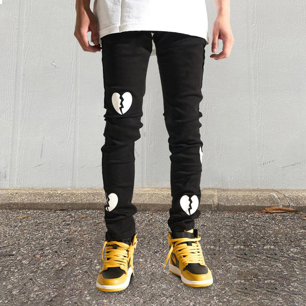 Heart Pattern Casual Street Straight Jeans and Trousers