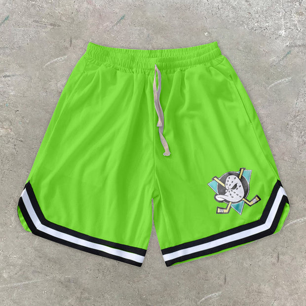 Contrast Color Fashion Loose Pattern Basketball Shorts