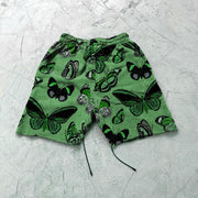 Fashion green butterfly retro casual shorts