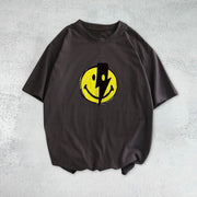 Lightning smiley print short-sleeved T-shirt