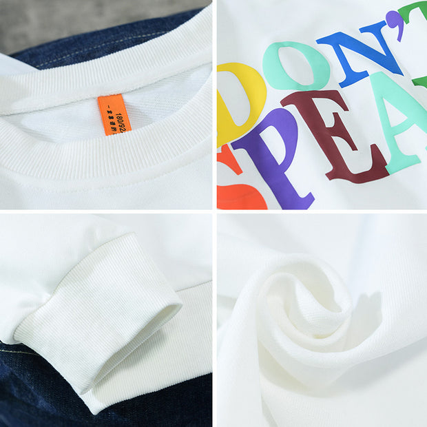 Rainbow Three-dimensional Foam Printing Long Sleeve Top Men's Pullover Terry Sweatshirt
