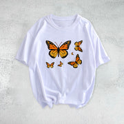 Retro butterfly casual short-sleeved T-shirt