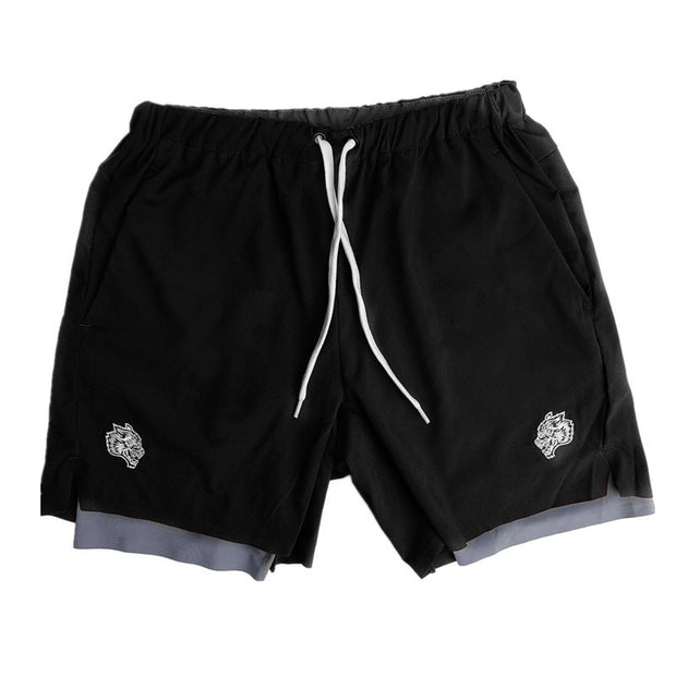 Casual fitness training men's double shorts