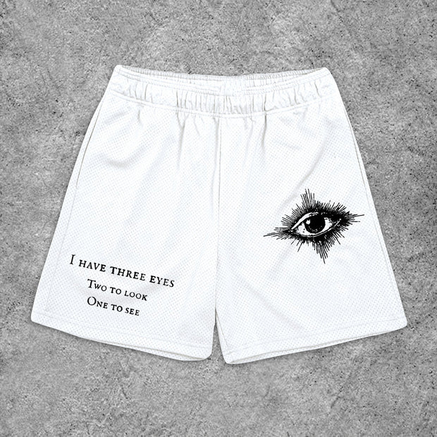 Casual Eye Print Mesh Shorts