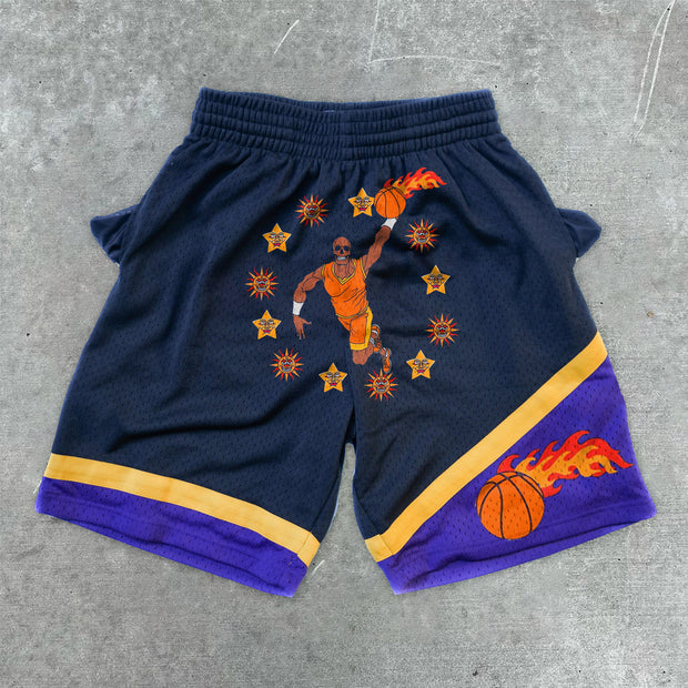 Fashion casual loose stitching basketball shorts