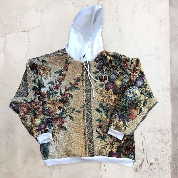 Vintage casual plant flower pattern long-sleeved hoodie